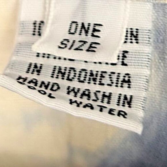 Artisan handmade Indonesia blue white floral geometric tie dye pocket dress OS - Picture 6 of 7